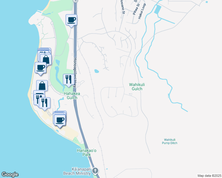 map of restaurants, bars, coffee shops, grocery stores, and more near 5 Lolii Place in Lahaina
