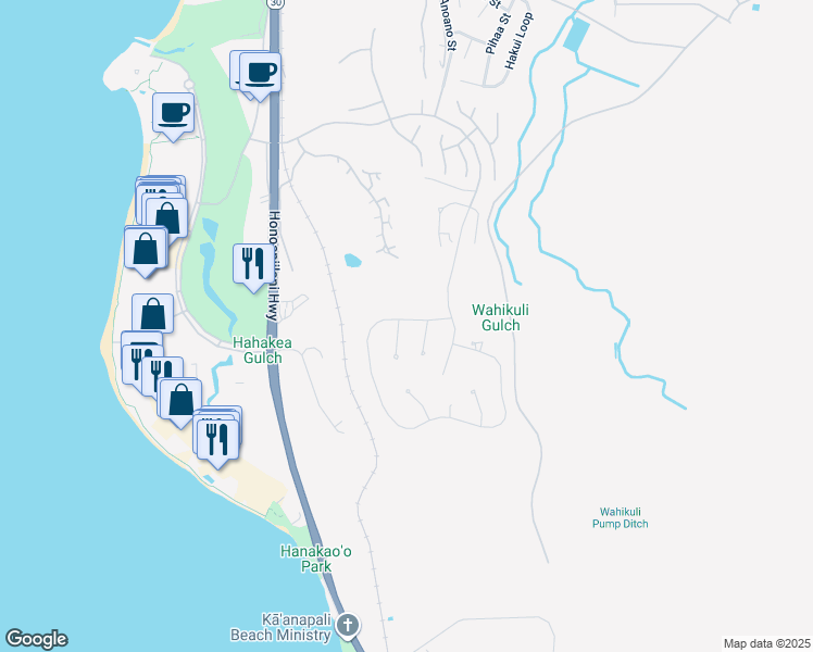 map of restaurants, bars, coffee shops, grocery stores, and more near 5 Lolii Place in Lahaina