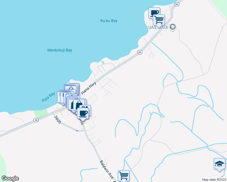 map of restaurants, bars, coffee shops, grocery stores, and more near 40 Laenui Place in Paia