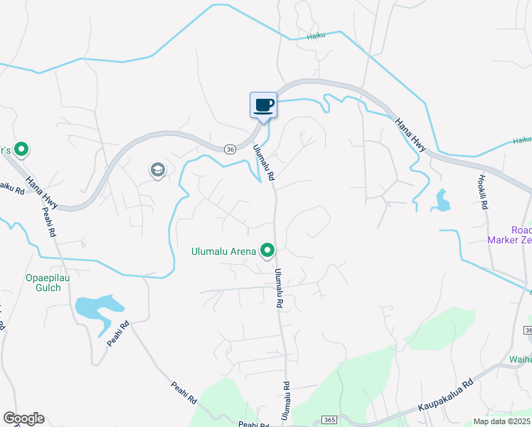 map of restaurants, bars, coffee shops, grocery stores, and more near 164 Ulumalu Road in Haiku-Pauwela