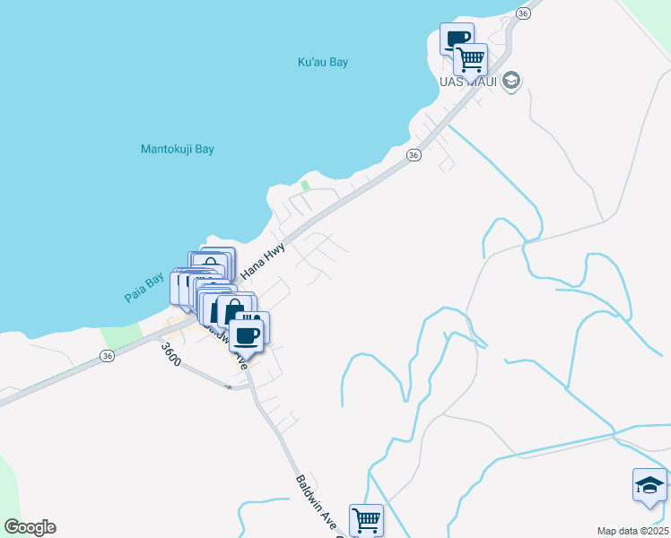 map of restaurants, bars, coffee shops, grocery stores, and more near 40 Laenui Place in Paia