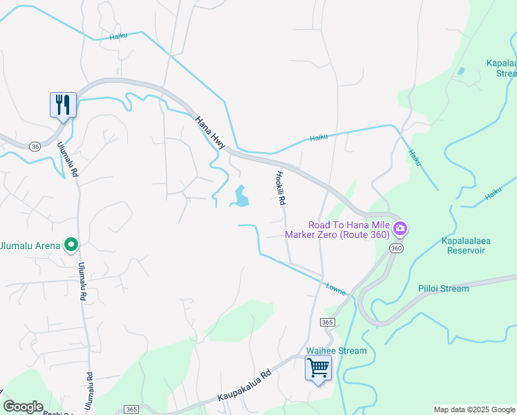 map of restaurants, bars, coffee shops, grocery stores, and more near Hookili Road in Haiku-Pauwela