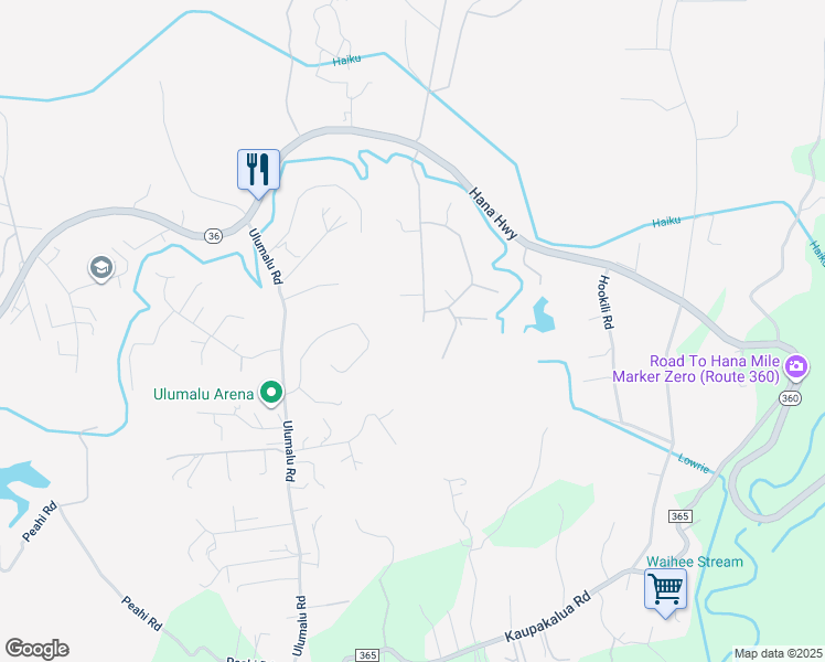map of restaurants, bars, coffee shops, grocery stores, and more near 250 Heaaula Street in Haiku-Pauwela