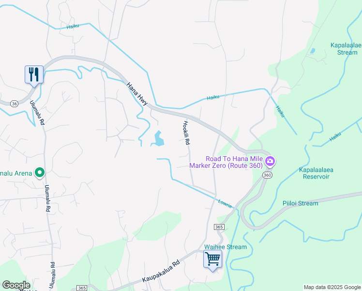 map of restaurants, bars, coffee shops, grocery stores, and more near 1251 Hookili Road in Haiku-Pauwela