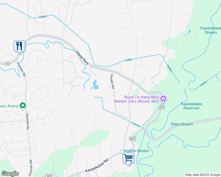 map of restaurants, bars, coffee shops, grocery stores, and more near 1251 Hookili Road in Haiku-Pauwela