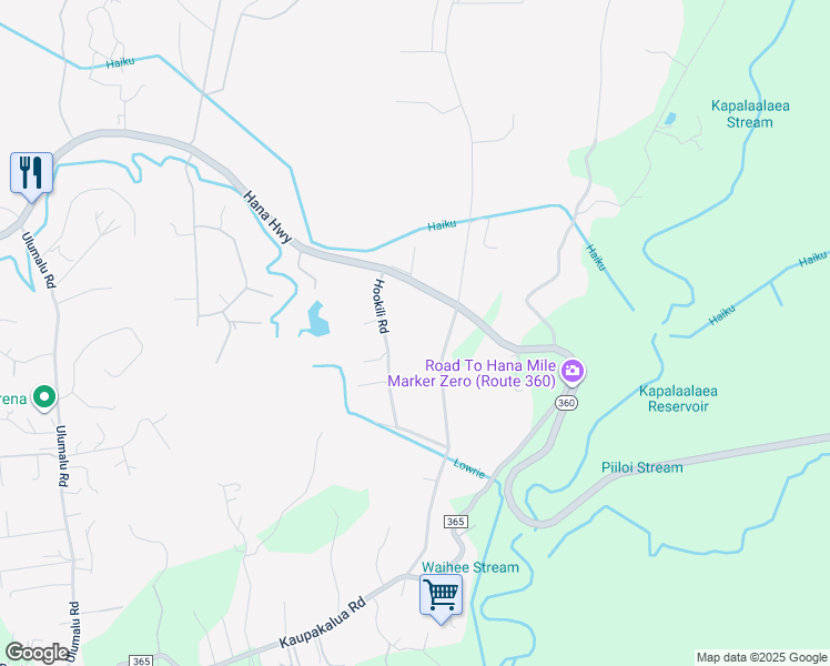 map of restaurants, bars, coffee shops, grocery stores, and more near 1152 Hookili Road in Haiku-Pauwela