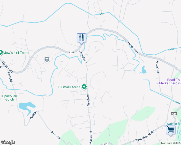 map of restaurants, bars, coffee shops, grocery stores, and more near 4385 Une Place in Haiku-Pauwela