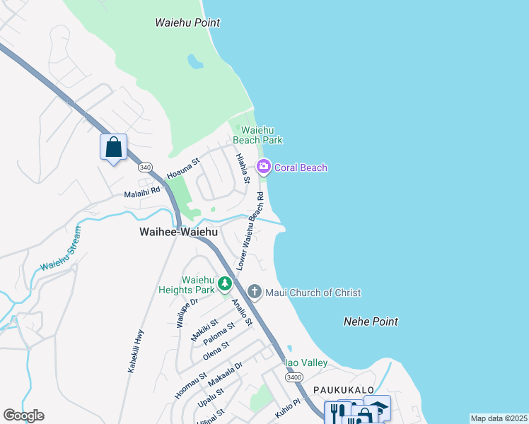 map of restaurants, bars, coffee shops, grocery stores, and more near 146 Lower Waiehu Beach Road in Waihee-Waiehu