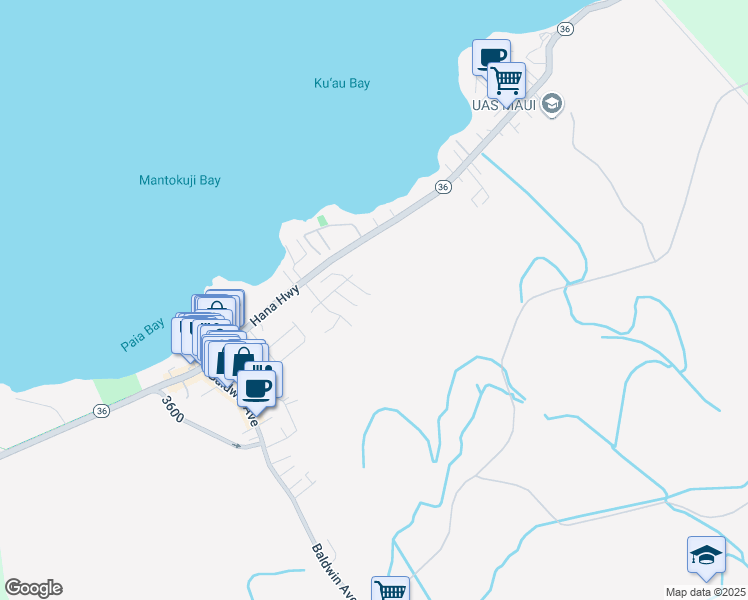 map of restaurants, bars, coffee shops, grocery stores, and more near 46 South Laelua Place in Paia