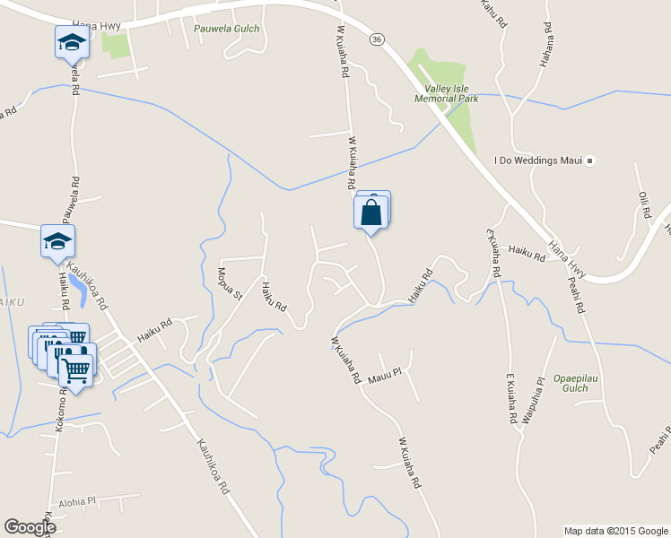 map of restaurants, bars, coffee shops, grocery stores, and more near 1666 Haiku Road in Haiku-Pauwela