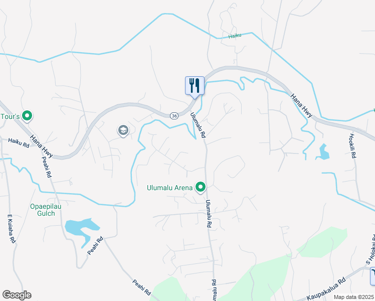 map of restaurants, bars, coffee shops, grocery stores, and more near 4200 Aliikoa Place in Haiku-Pauwela