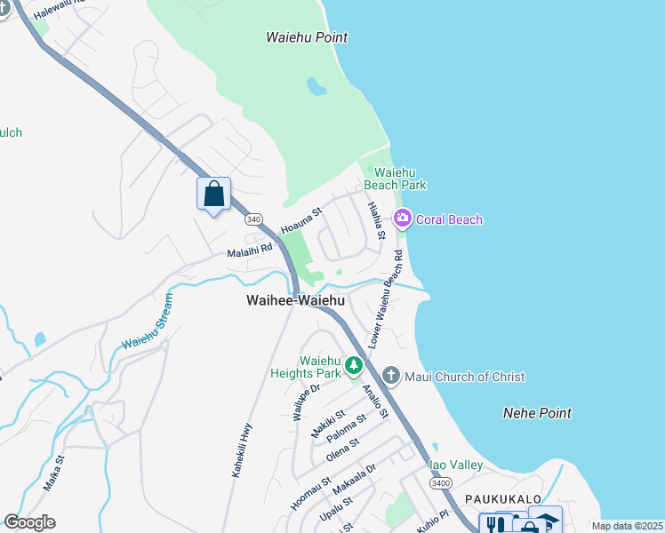 map of restaurants, bars, coffee shops, grocery stores, and more near 1266 Kilou Street in Wailuku