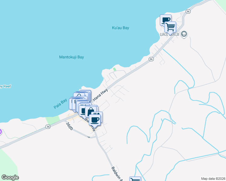 map of restaurants, bars, coffee shops, grocery stores, and more near 60 North Laelua Place in Paia