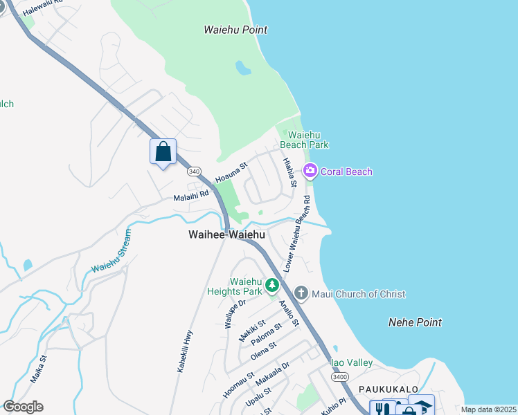 map of restaurants, bars, coffee shops, grocery stores, and more near 1270 Kilou Loop in Wailuku
