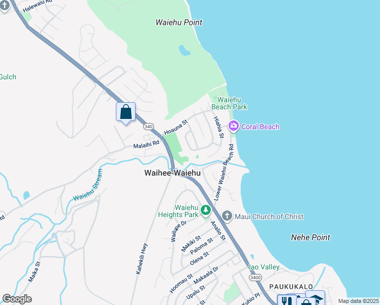 map of restaurants, bars, coffee shops, grocery stores, and more near 1258 Kilou Loop in Wailuku