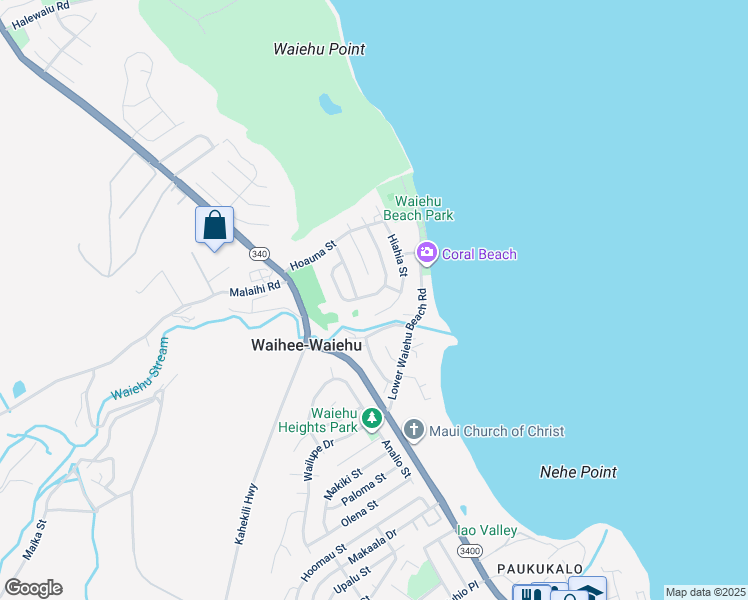 map of restaurants, bars, coffee shops, grocery stores, and more near 1300 Kilou Street in Wailuku
