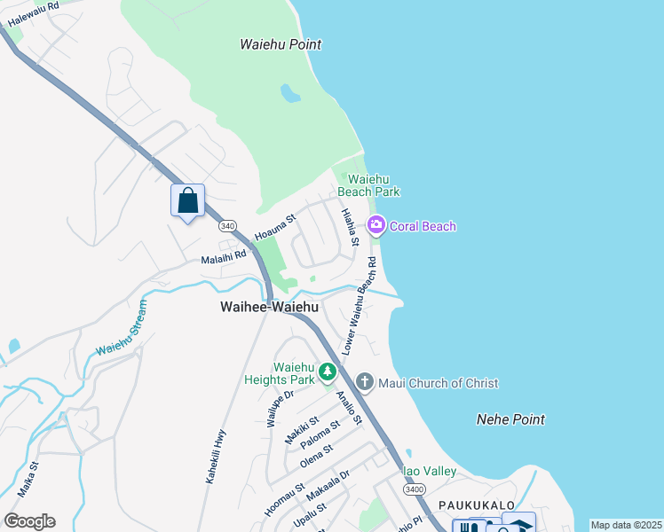 map of restaurants, bars, coffee shops, grocery stores, and more near 1306 Kilou Street in Wailuku