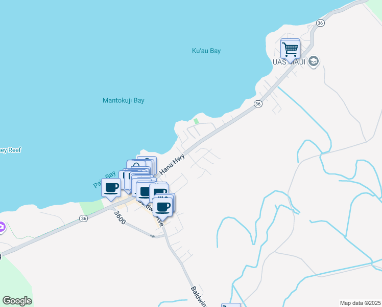 map of restaurants, bars, coffee shops, grocery stores, and more near 52 North Laelua Place in Paia