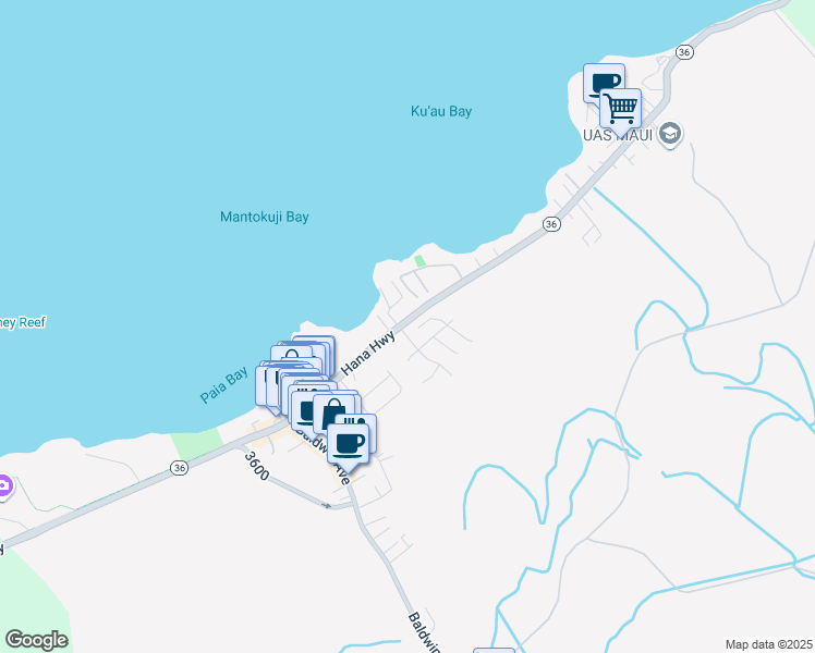 map of restaurants, bars, coffee shops, grocery stores, and more near 52 North Laelua Place in Paia