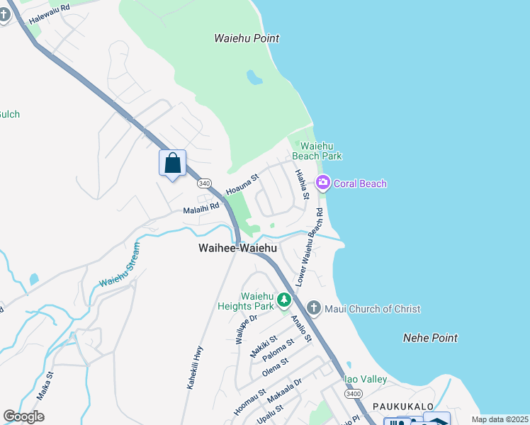map of restaurants, bars, coffee shops, grocery stores, and more near 1255 Kilou Street in Wailuku