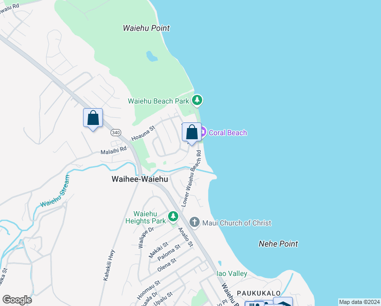 map of restaurants, bars, coffee shops, grocery stores, and more near 1326 Hiahia Street in Wailuku