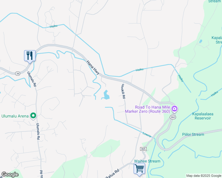 map of restaurants, bars, coffee shops, grocery stores, and more near 1355 Hookili Road in Haiku-Pauwela