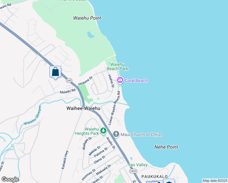 map of restaurants, bars, coffee shops, grocery stores, and more near 1332 Hiahia Street in Wailuku
