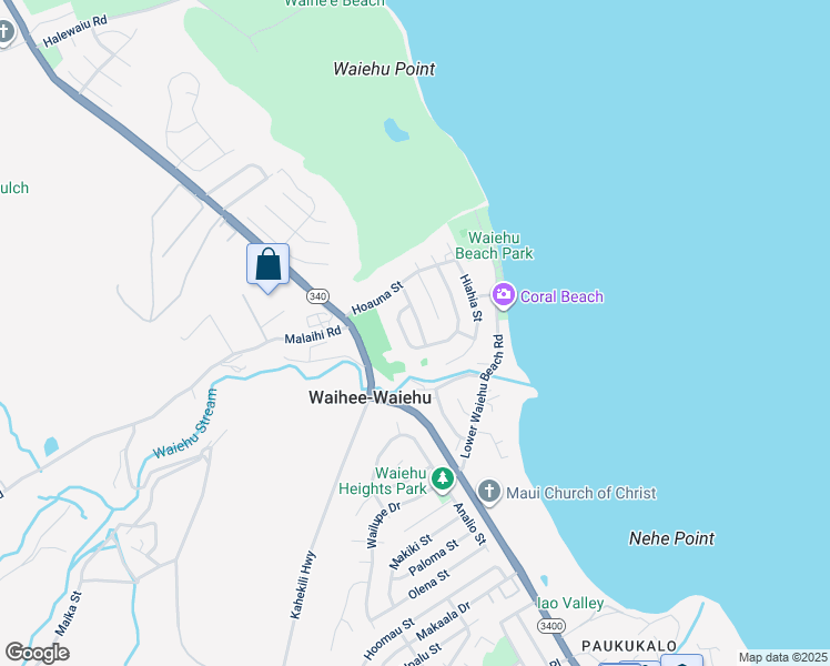 map of restaurants, bars, coffee shops, grocery stores, and more near 1357 Owaka Street in Wailuku
