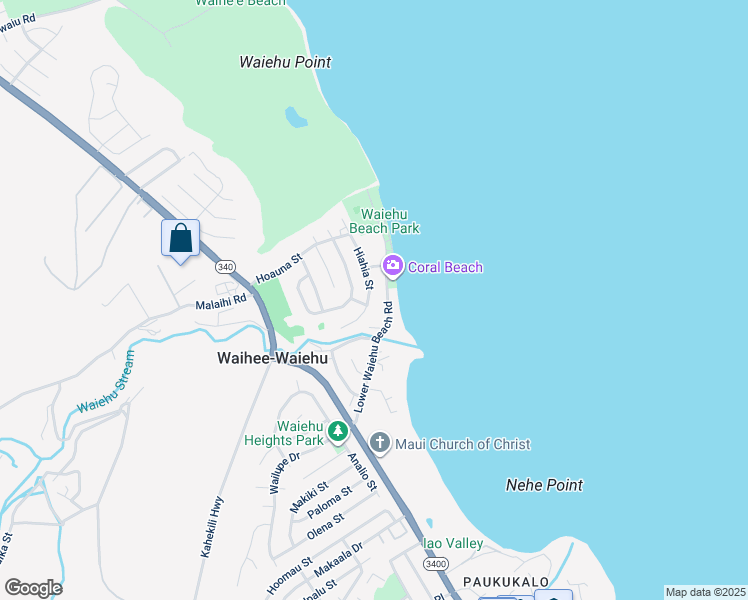 map of restaurants, bars, coffee shops, grocery stores, and more near 1338 Hiahia Street in Wailuku