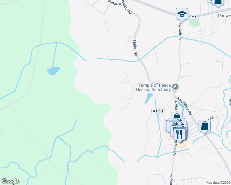 map of restaurants, bars, coffee shops, grocery stores, and more near 409 Waiama Way in Haiku-Pauwela