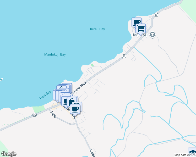 map of restaurants, bars, coffee shops, grocery stores, and more near 20 North Laelua Place in Paia