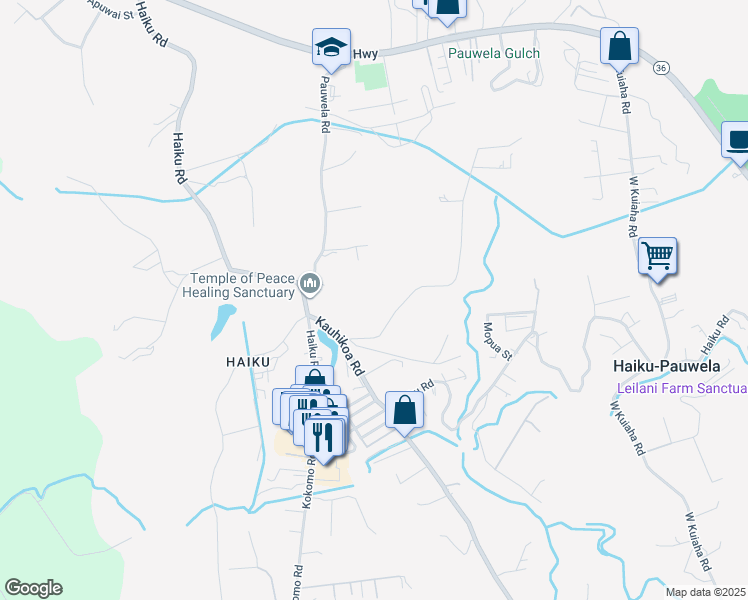 map of restaurants, bars, coffee shops, grocery stores, and more near 658 Kauaheahe Place in Haiku-Pauwela