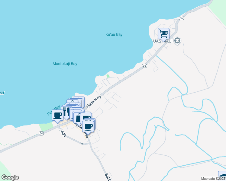 map of restaurants, bars, coffee shops, grocery stores, and more near 20 North Laelua Place in Paia