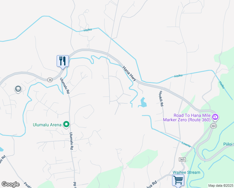 map of restaurants, bars, coffee shops, grocery stores, and more near 150 Uaoa Loop in Haiku-Pauwela