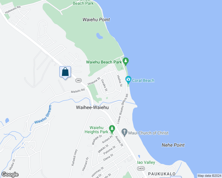 map of restaurants, bars, coffee shops, grocery stores, and more near 1343 Kakae Place in Wailuku
