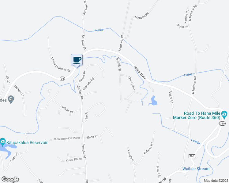 map of restaurants, bars, coffee shops, grocery stores, and more near 190 Heaaula Street in Haiku-Pauwela