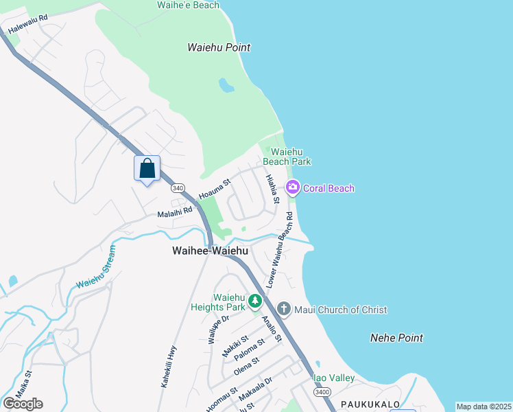 map of restaurants, bars, coffee shops, grocery stores, and more near 1344 Kakae Place in Wailuku