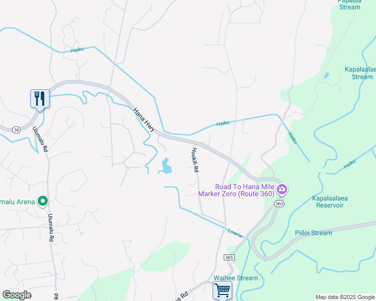 map of restaurants, bars, coffee shops, grocery stores, and more near 1833 Hookili Road in Haiku-Pauwela