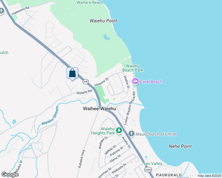 map of restaurants, bars, coffee shops, grocery stores, and more near 1215 Kilou Street in Wailuku