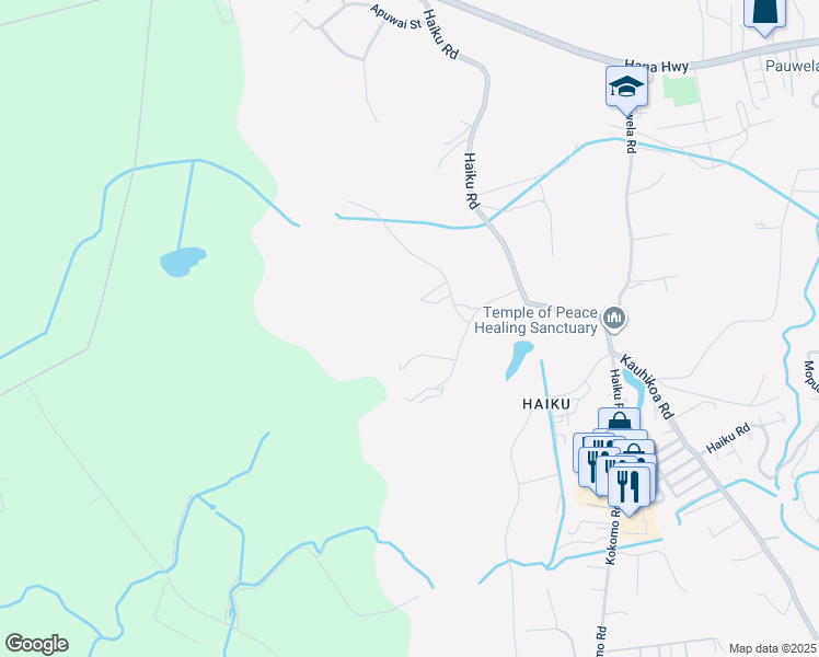map of restaurants, bars, coffee shops, grocery stores, and more near 409 Waiama Way in Haiku-Pauwela