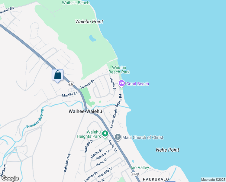 map of restaurants, bars, coffee shops, grocery stores, and more near 1353 Hiahia Street in Wailuku