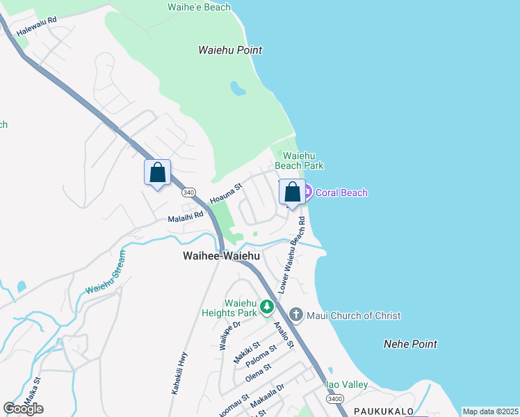map of restaurants, bars, coffee shops, grocery stores, and more near 1353 Kakae Place in Wailuku