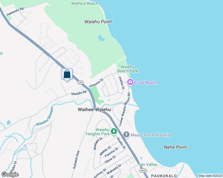 map of restaurants, bars, coffee shops, grocery stores, and more near 1353 Kakae Place in Wailuku