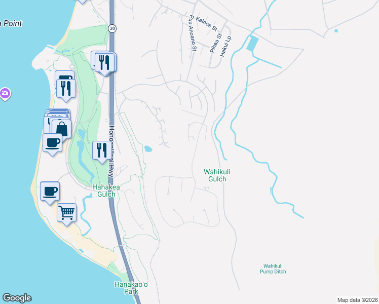 map of restaurants, bars, coffee shops, grocery stores, and more near 98 West Mahi Pua Place in Lahaina