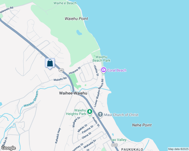 map of restaurants, bars, coffee shops, grocery stores, and more near 1344 Kilou Street in Wailuku