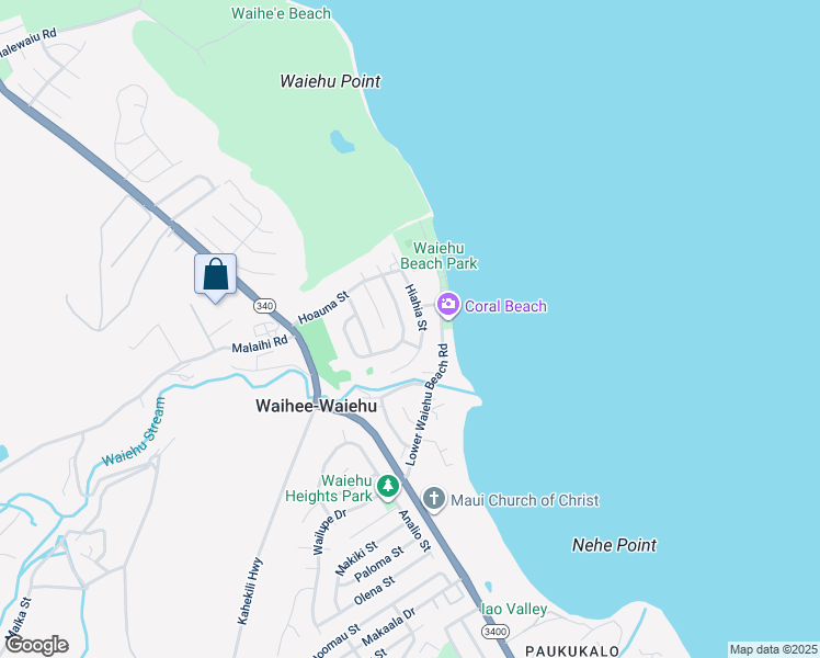 map of restaurants, bars, coffee shops, grocery stores, and more near 1344 Kilou Loop in Wailuku