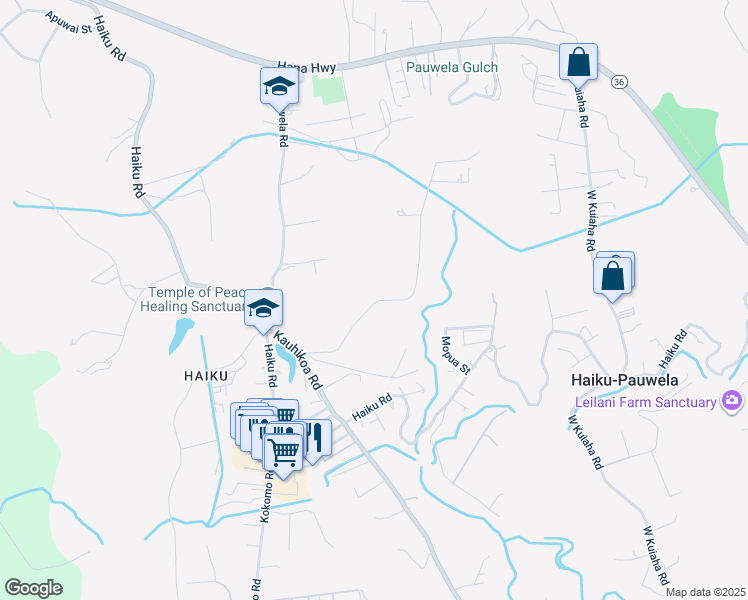 map of restaurants, bars, coffee shops, grocery stores, and more near 698 Kauaheahe Place in Haiku-Pauwela