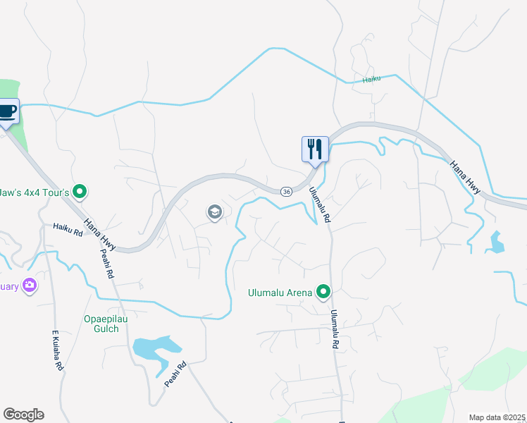 map of restaurants, bars, coffee shops, grocery stores, and more near 4080 Aliikoa Place in Haiku-Pauwela