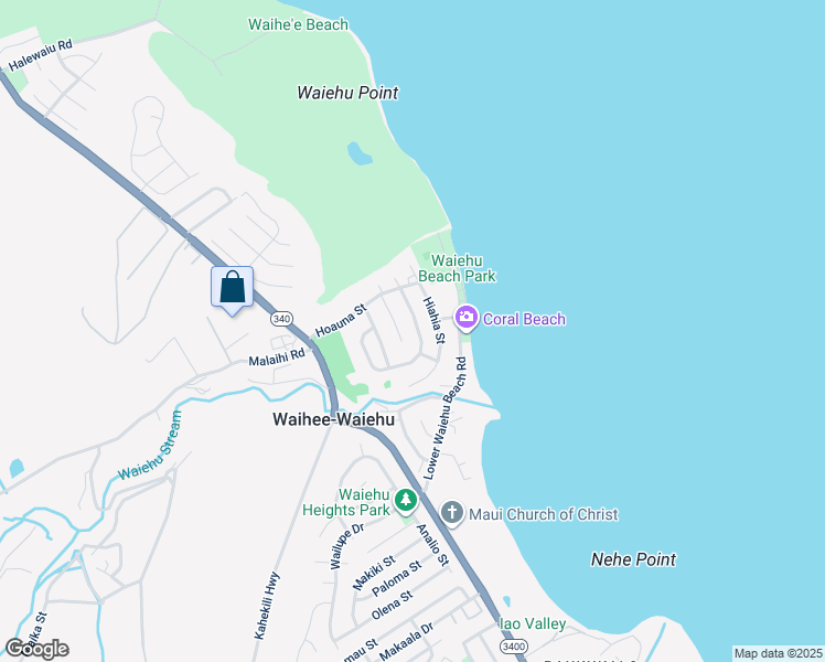 map of restaurants, bars, coffee shops, grocery stores, and more near 1361 Kilou Street in Wailuku