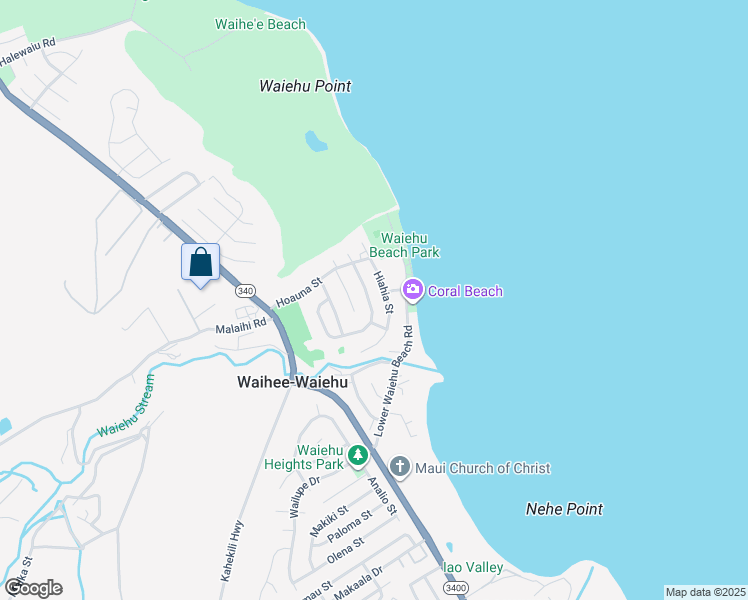 map of restaurants, bars, coffee shops, grocery stores, and more near 1360 Kilou Street in Wailuku